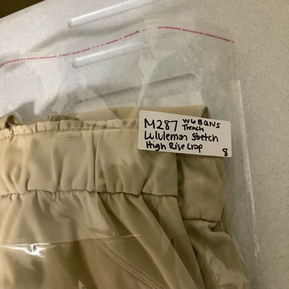 Lululemon Stretch High Rise Crop Pants 23" Sz 8 Trench Tan - Picture 15 of 15